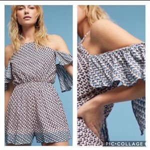 Anthropologie Off-the-Shoulder Ombré Shorts Romper